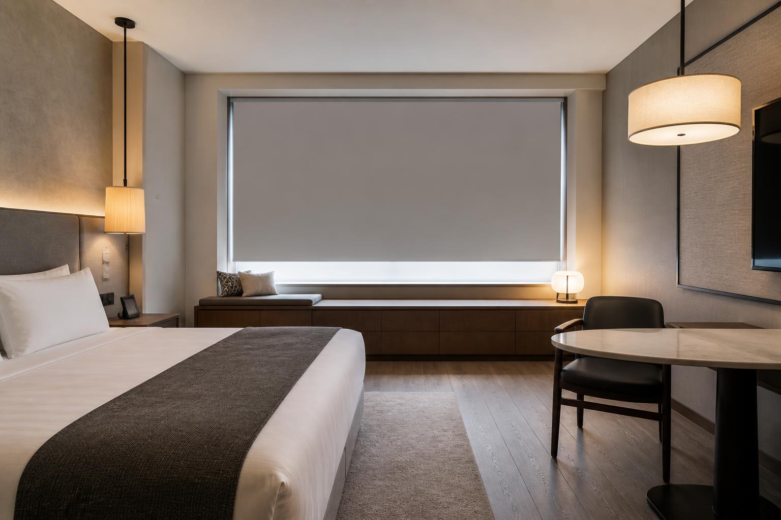 Blackout Roller Shades — Hotel Guest Room